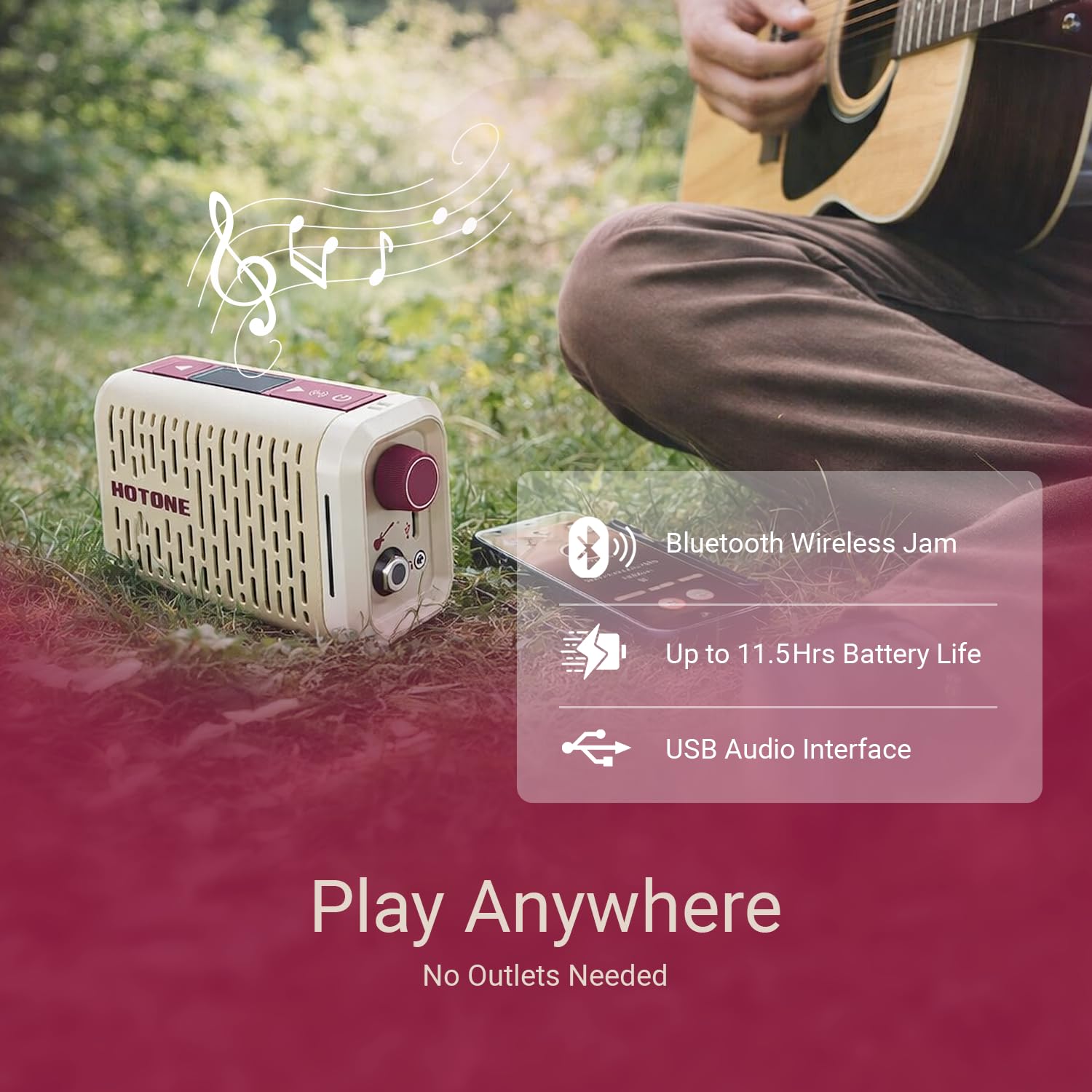 HOTONE Pulze Mini Amplificador Portátil para Guitarra com